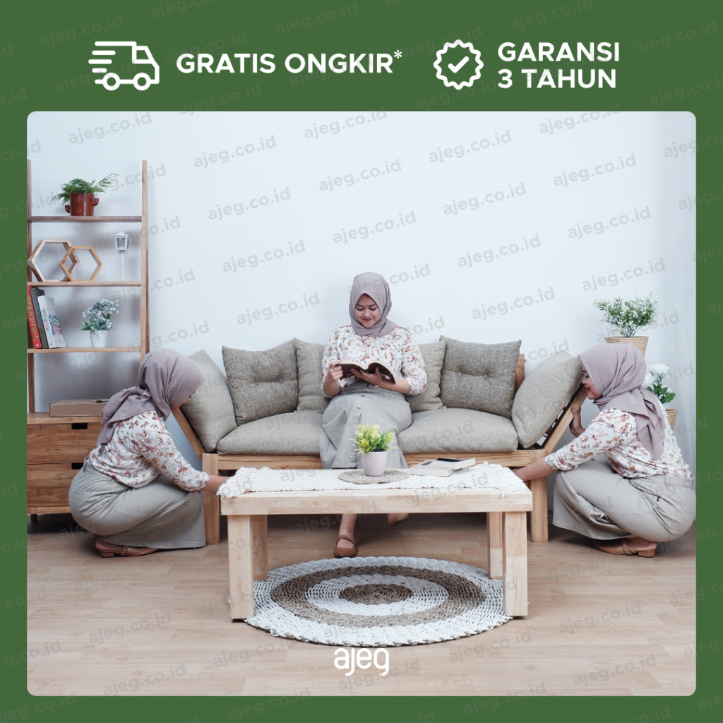 AJEG.CO.ID - Sofa Wooden 3 Seater Minimalis Moratta - gambar 1