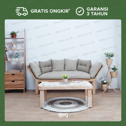 AJEG.CO.ID - Sofa Wooden 3 Seater Minimalis Moratta - gambar 2