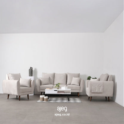 Kinami - Ajeg - Sofa Set 3-1-1 Seater Kobe Anti Cakar / Sofa Untuk Ruang Tamu Minimalis Modern / Kursi Empuk dan Santai Gaya Japandi - gambar 1