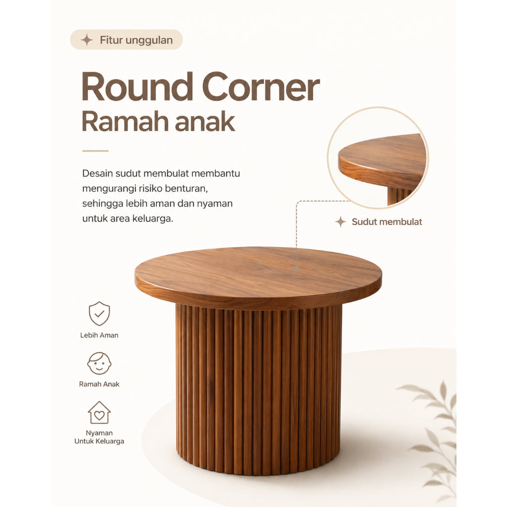 Kagumi - Ajeg - Meja Tamu Tamami Bulat / Coffee Table Minimalis Modern - gambar 8
