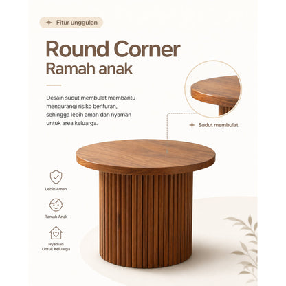 Kagumi - Ajeg - Meja Tamu Tamami Bulat / Coffee Table Minimalis Modern - gambar 8