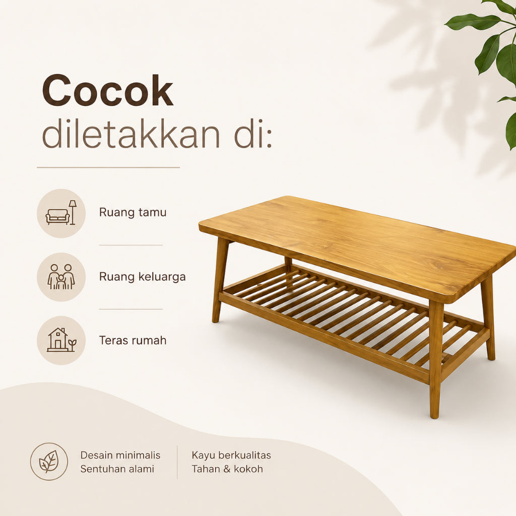 Kagumi - Ajeg - Meja Tamu  Persegi Panjang Hoshi 2 / Coffee Table Minimalis - gambar 2