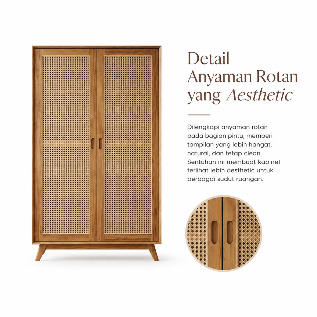 Kagumi - Ajeg - Lemari Pakaian 2 Pintu Model Swing Eiko / Lemari Kayu Ayun Tarik dan Dorong - gambar 2