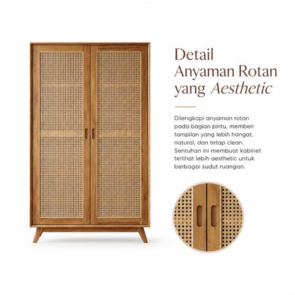 Kagumi - Ajeg - Lemari Pakaian 2 Pintu Model Swing Eiko / Lemari Kayu Ayun Tarik dan Dorong - gambar 2