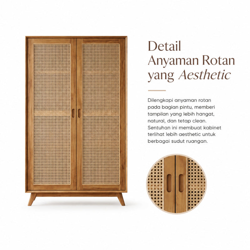 Kagumi - Ajeg - Lemari Pakaian 2 Pintu Model Swing Eiko / Lemari Kayu Ayun Tarik dan Dorong - gambar 2