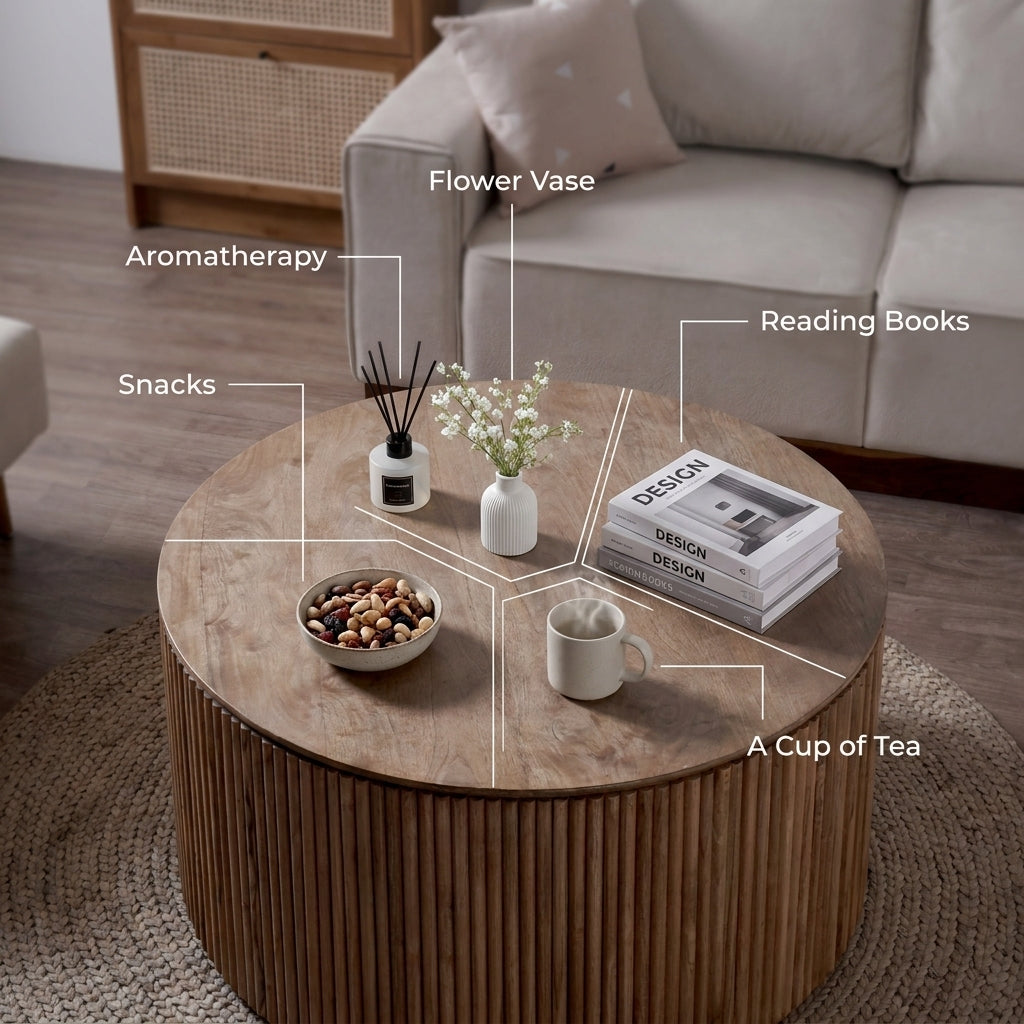 Kagumi - Ajeg - Meja Tamu Osako Bulat / Coffee Table Minimalis Modern - gambar 5