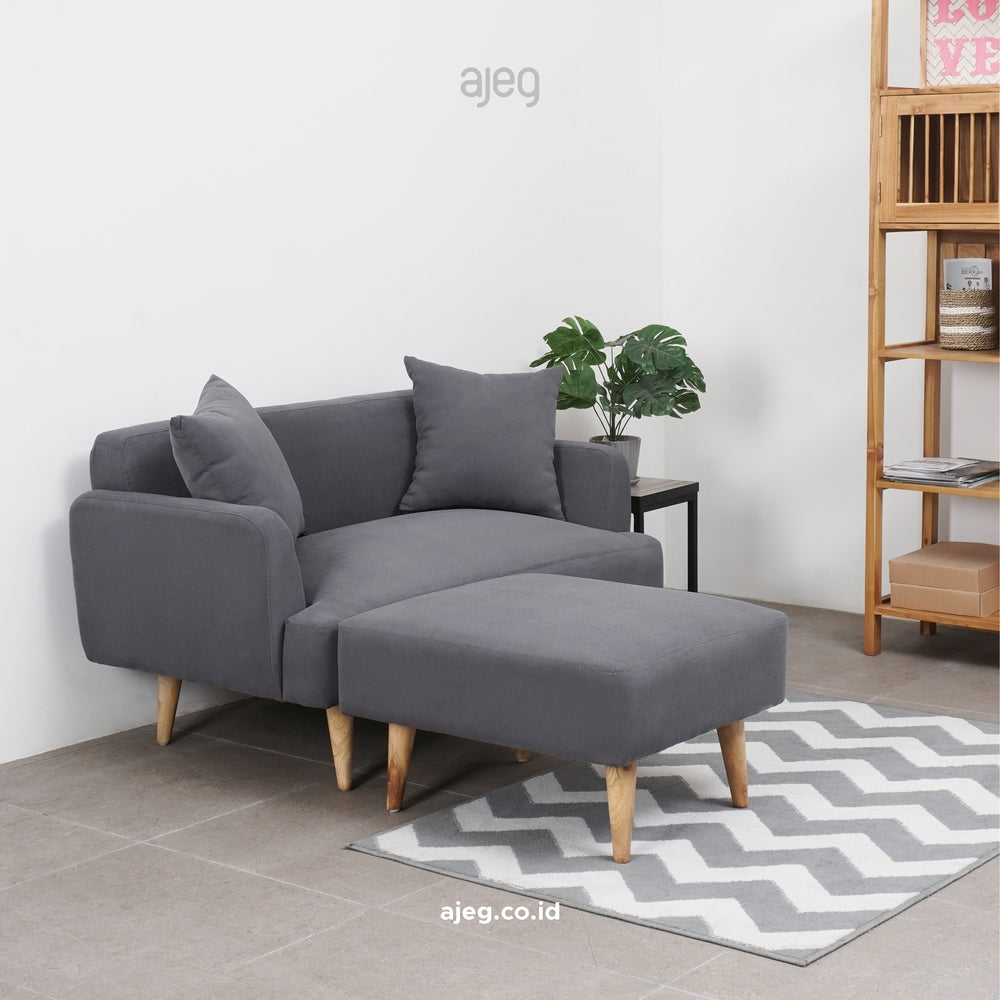 Kinami - Ajeg - Sofa 2 Seater Sudut Kanaba Tahan Air Water Repellent / Sofa Empuk Santai Modern Gaya Japandi Minimalis - gambar 1