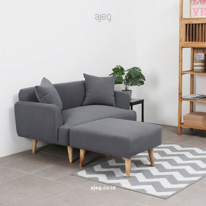 Kinami - Ajeg - Sofa 2 Seater Sudut Kanaba Tahan Air Water Repellent / Sofa Empuk Santai Modern Gaya Japandi Minimalis - gambar 1