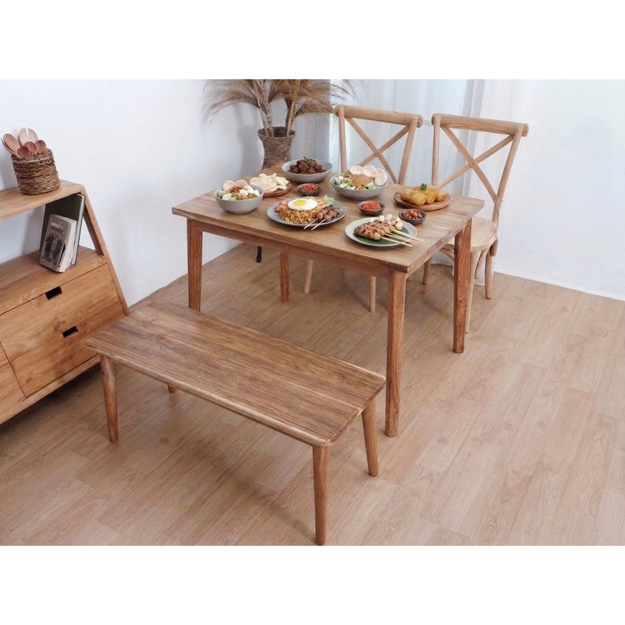 Kagumi - Ajeg - Meja Makan Masato 2 Kursi + 1 Bench / Meja Makan Kayu Jati Minimalis Set Kursi dan Bangku Bench - gambar 5