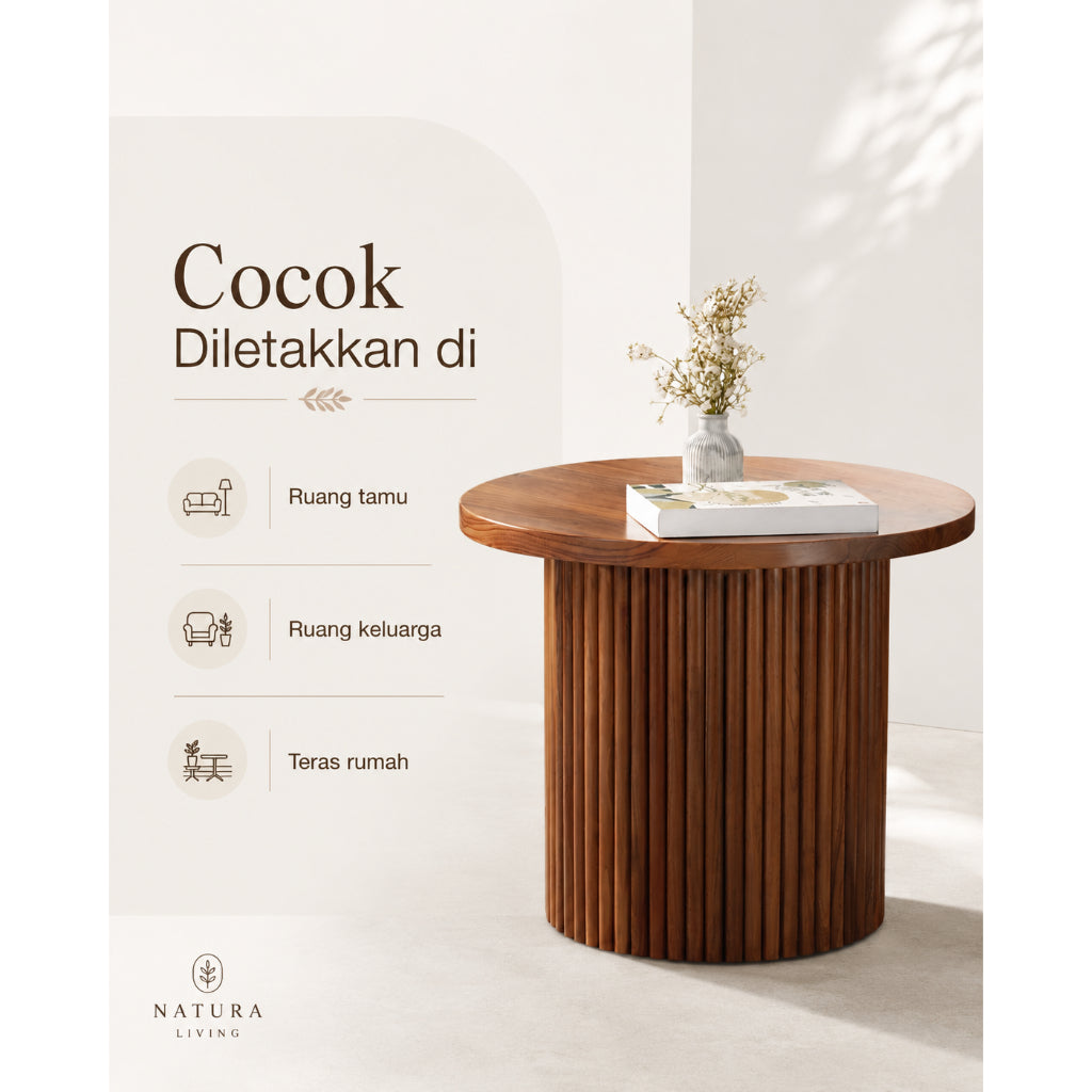 Kagumi - Ajeg - Meja Tamu Tamami Bulat / Coffee Table Minimalis Modern - gambar 6