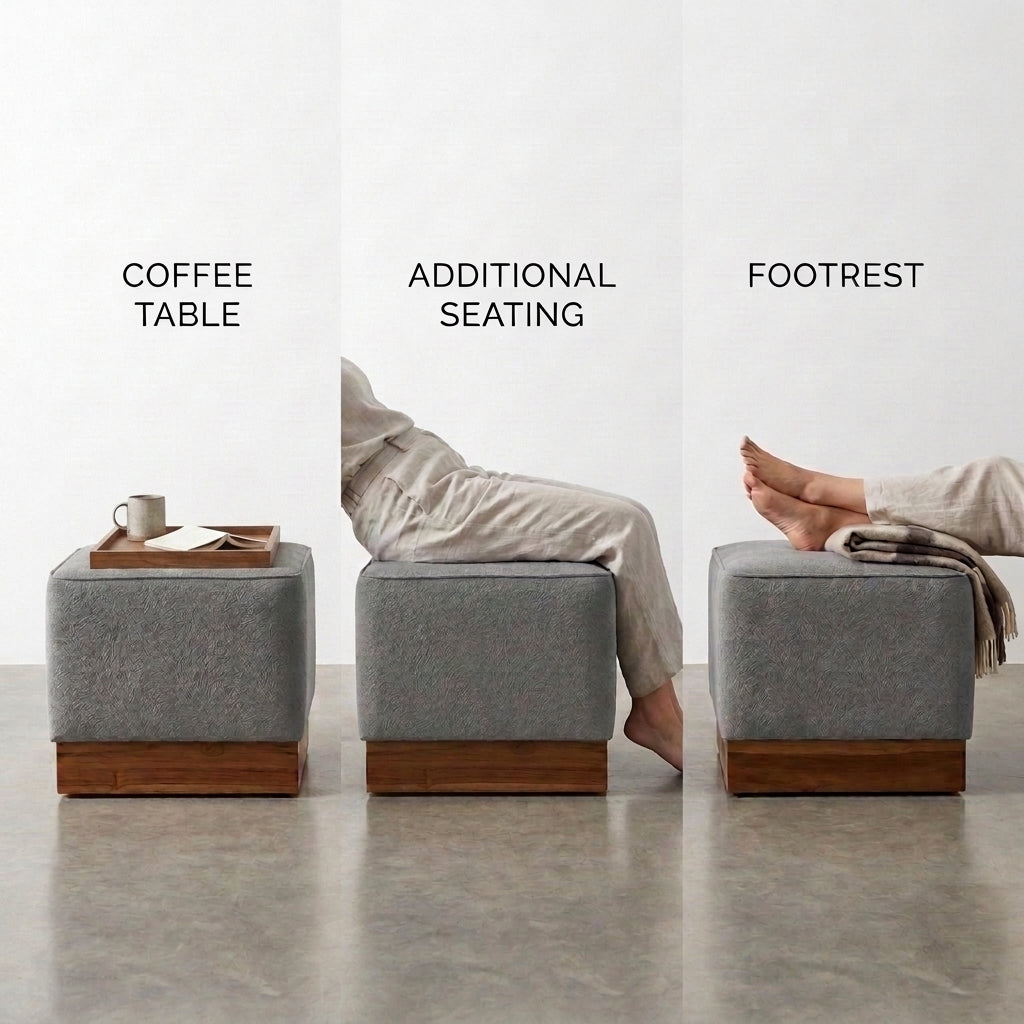 Kinami - Ajeg - Puff Sofa Empuk Minimalis Shizu Anti Cakar / Stool Bench Square / Kursi Bangku Serbaguna / Meja Tamu Coffee Table Ruang Tamu - gambar 6