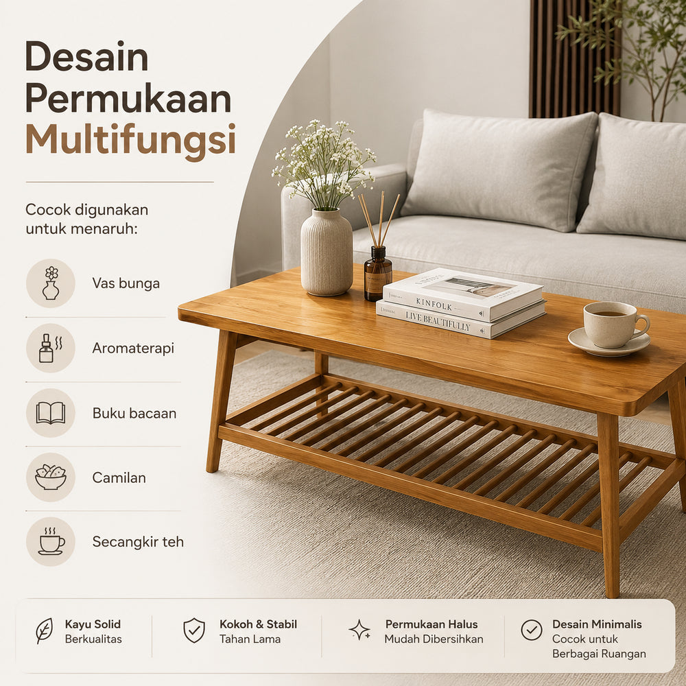 Kagumi - Ajeg - Meja Tamu  Persegi Panjang Hoshi 2 / Coffee Table Minimalis - gambar 6