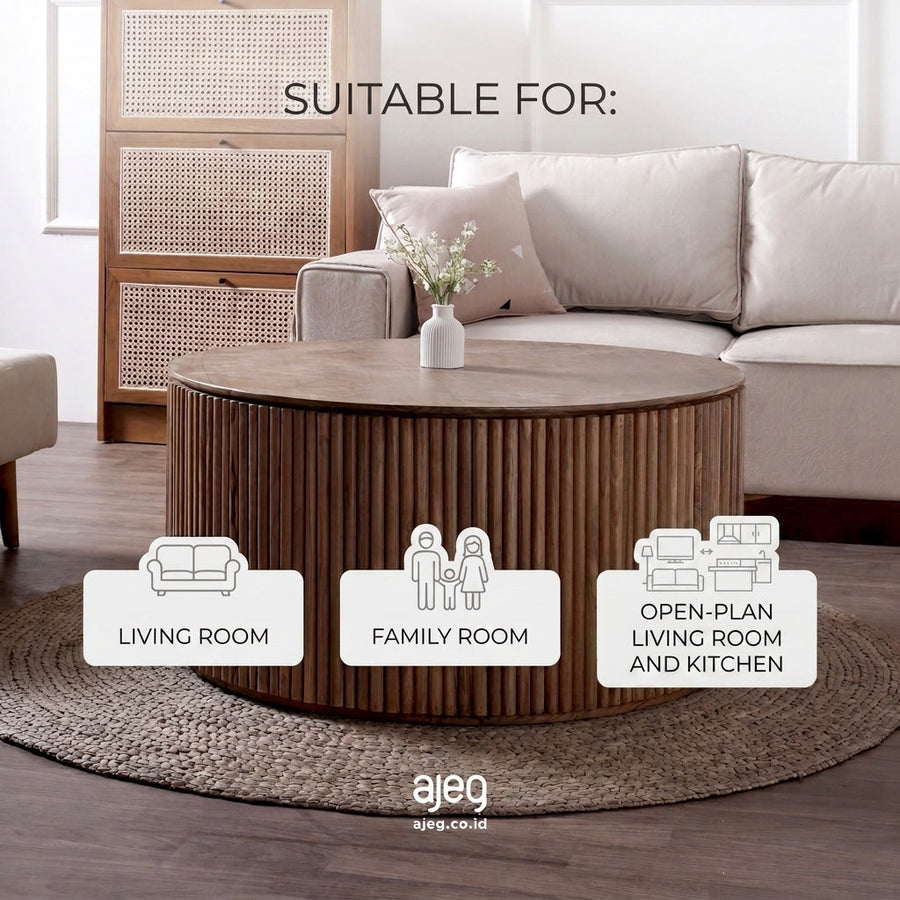Kagumi - Ajeg - Meja Tamu Osako Bulat / Coffee Table Minimalis Modern - gambar 8