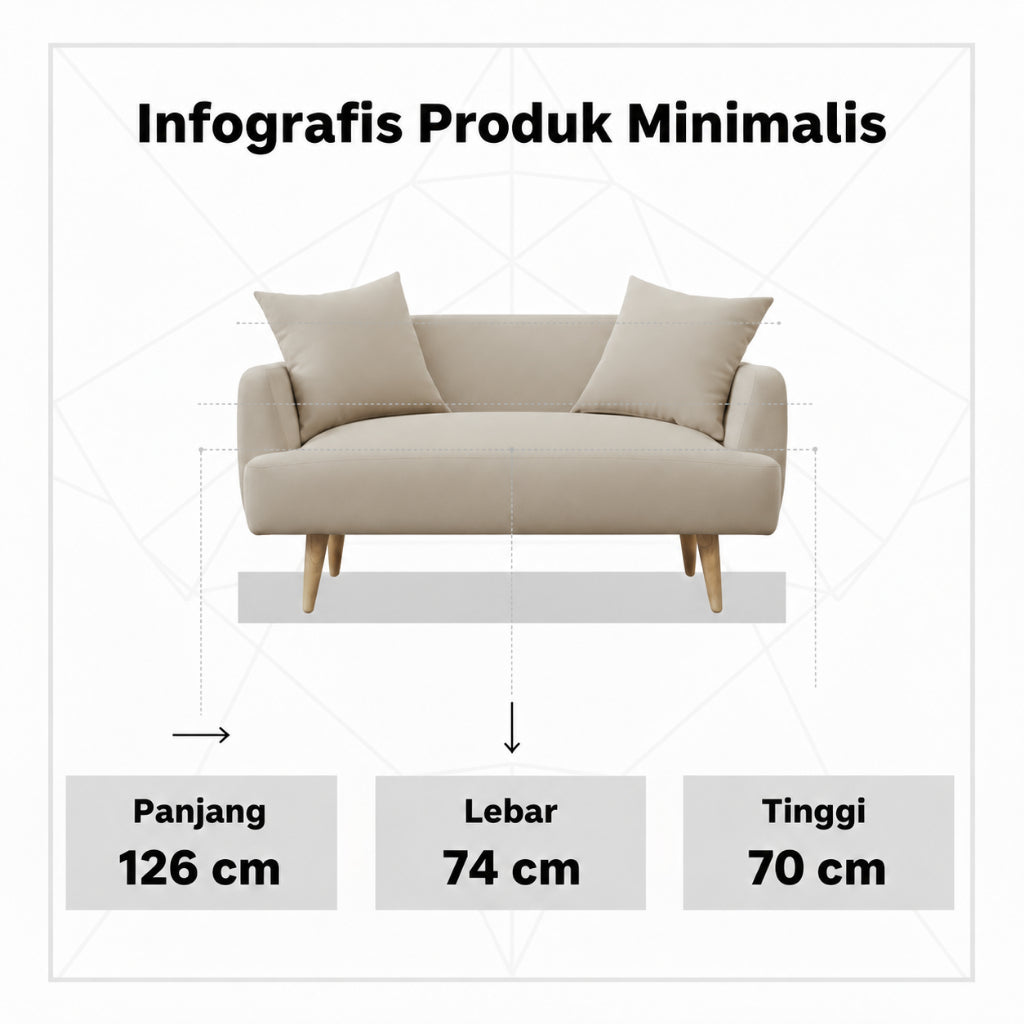 Kinami - Ajeg - Sofa 2 Seater Kanaba Tahan Air Water Repellent / Sofa Empuk Minimalis Untuk 2 Orang - gambar 4
