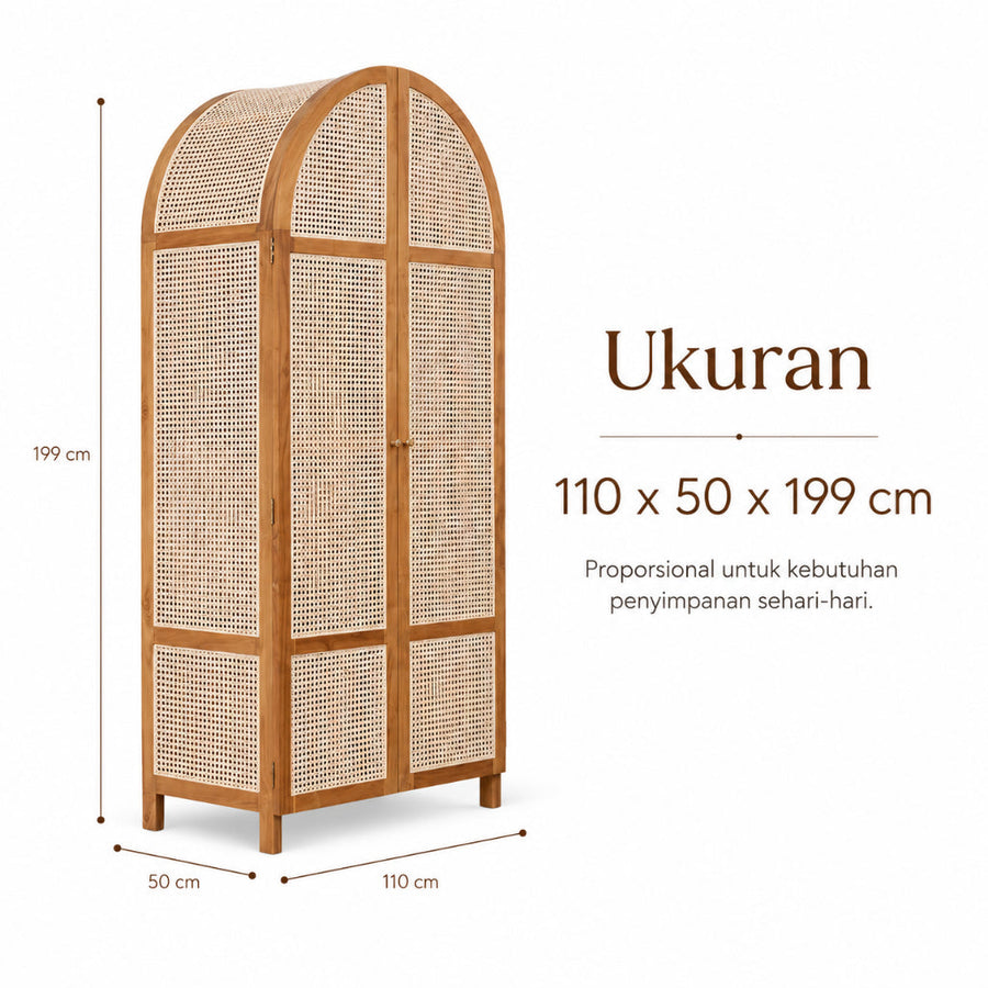 Kagumi - Ajeg - Lemari Pakaian 2 Pintu Model Swing Eiko Lengkung / Lemari Kayu Ayun Tarik dan Dorong - gambar 6