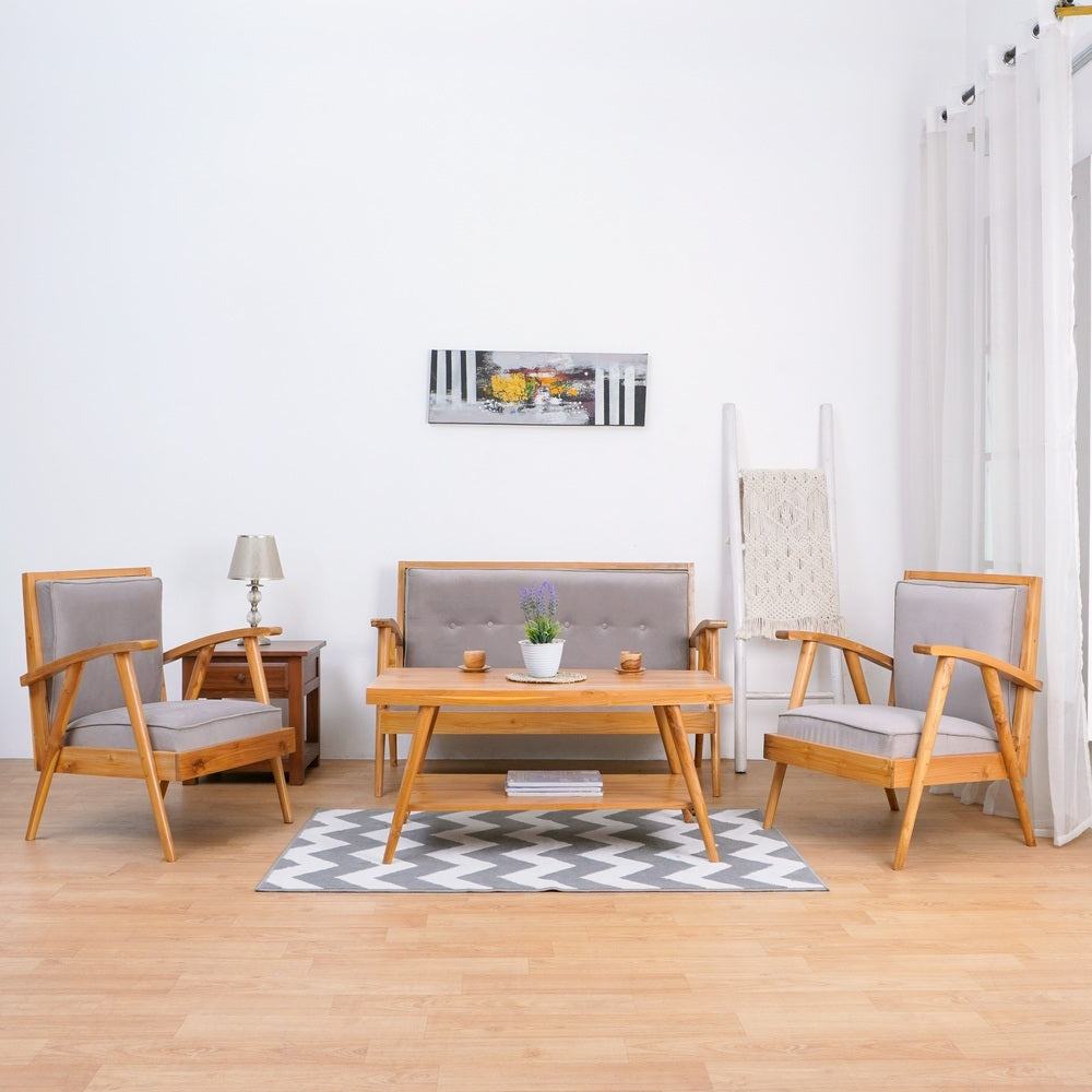 Kagumi - Ajeg - Kursi Teras Jengki 2-1-1 Seater Desain Retro / Kursi Set Kayu Jengki Dudukan Empuk Untuk Ruang Tamu Minimalis - gambar 1