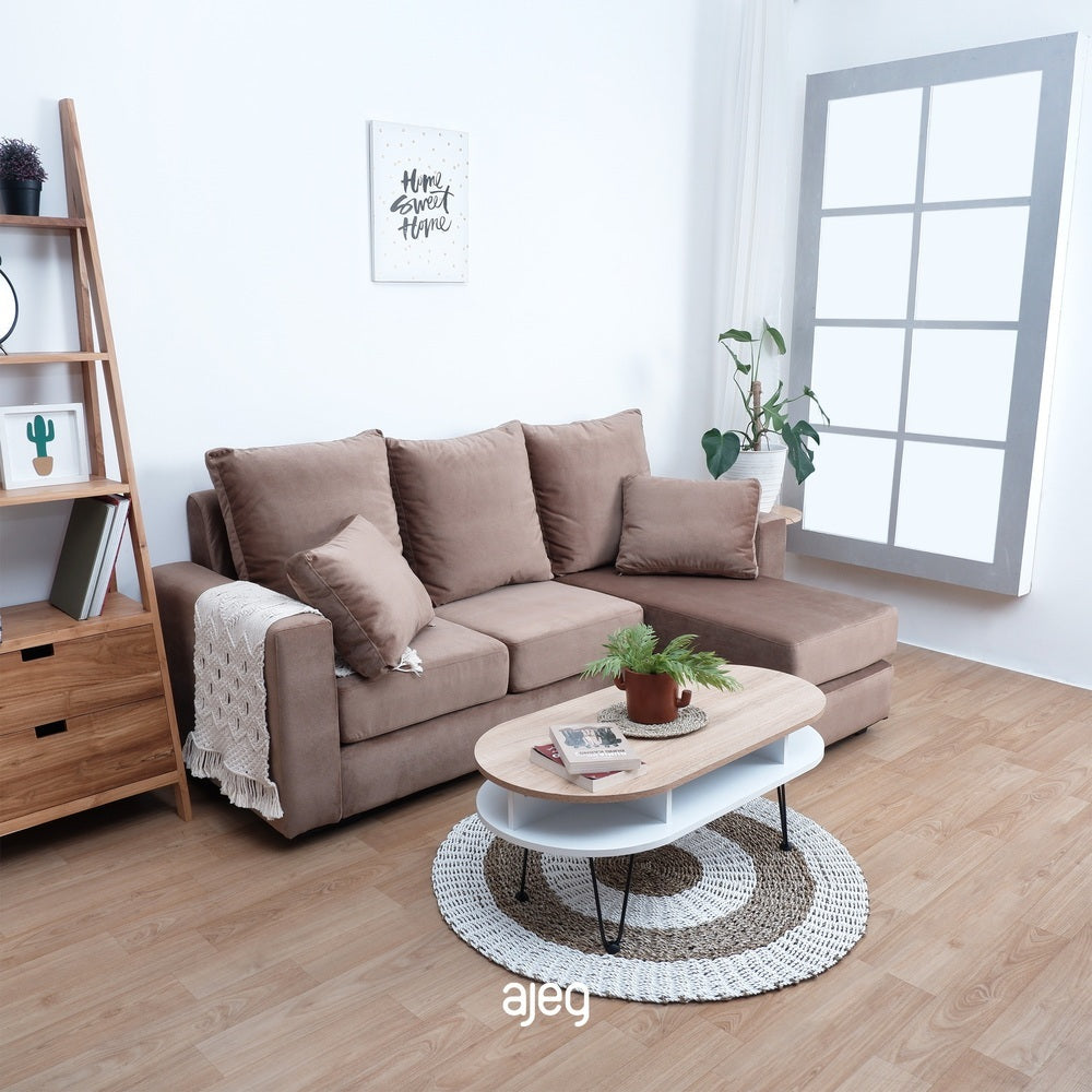 Kinami - Ajeg - Sofa 3 Seater Sudut Fudo Anti Cakar / Sofa Sudut 3 Dudukan Full Busa / Sofa Selonjoran - gambar 1