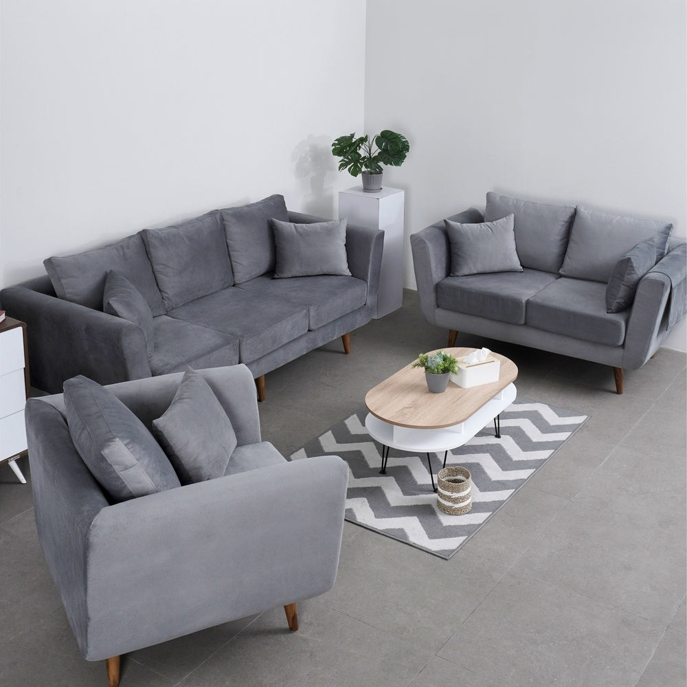Kinami - Ajeg - Sofa Set 3-2-1 Seater Aiko Anti Cakar / Sofa Minimalis Modern Empuk dan Santai Gaya Japandi - gambar 1