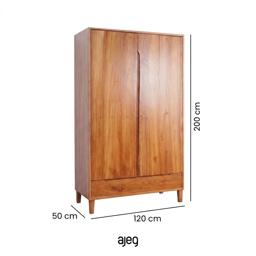 Kagumi - Ajeg - Lemari Pakaian 2 Pintu Akira / Lemari Kayu Ayun Tarik dan Dorong - gambar 5