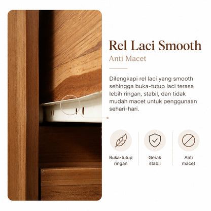 Kagumi - Ajeg - Lemari Pakaian 2 Pintu Model Swing Eiko Lengkung / Lemari Kayu Ayun Tarik dan Dorong - gambar 7