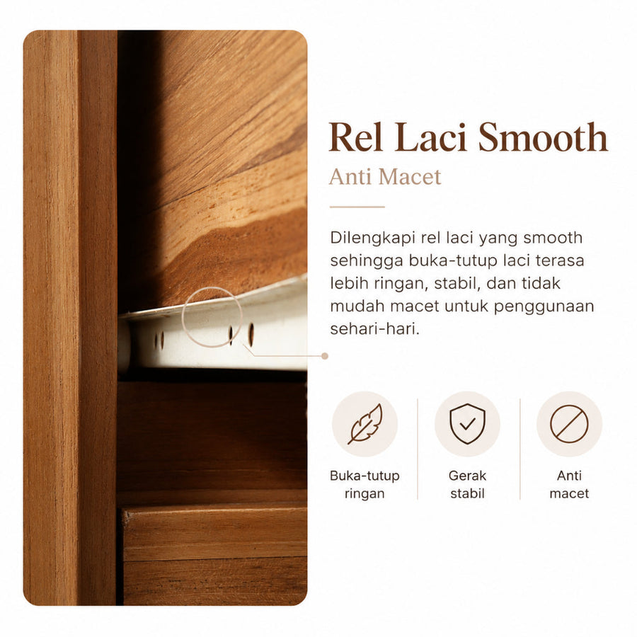 Kagumi - Ajeg - Lemari Pakaian 2 Pintu Model Swing Eiko Lengkung / Lemari Kayu Ayun Tarik dan Dorong - gambar 7
