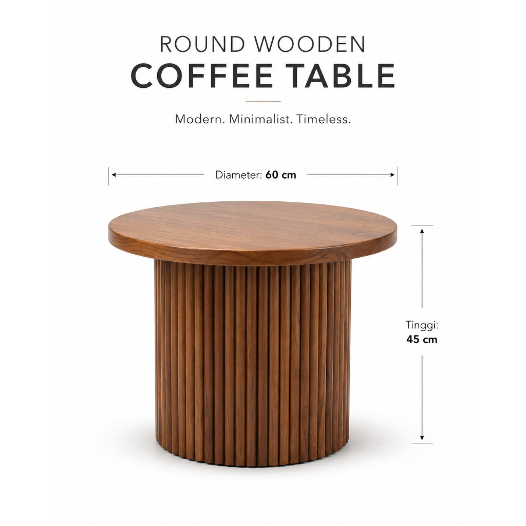 Kagumi - Ajeg - Meja Tamu Tamami Bulat / Coffee Table Minimalis Modern - gambar 4
