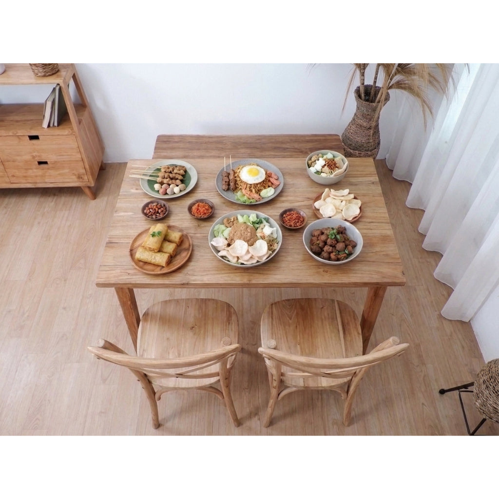 Kagumi - Ajeg - Meja Makan Masato 2 Kursi + 1 Bench / Meja Makan Kayu Jati Minimalis Set Kursi dan Bangku Bench - gambar 8