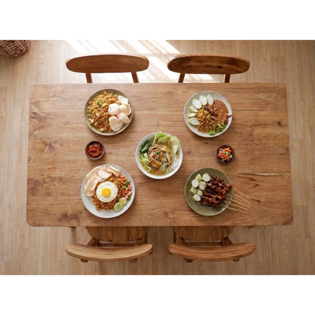 Kagumi - Ajeg - Meja Makan Masato 4 Kursi / Meja Makan Kayu Jati Minimalis Set 4 Kursi - gambar 3