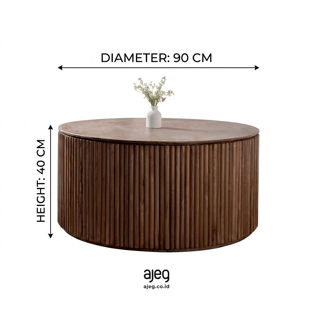 Kagumi - Ajeg - Meja Tamu Osako Bulat / Coffee Table Minimalis Modern - gambar 7