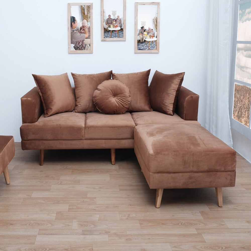 Kinami - Ajeg - Sofa 3 Seater Sudut Spica Anti Cakar / Sofa Untuk 3 Orang Gaya Japandi Minimalis Modern Empuk dan Santai - gambar 1