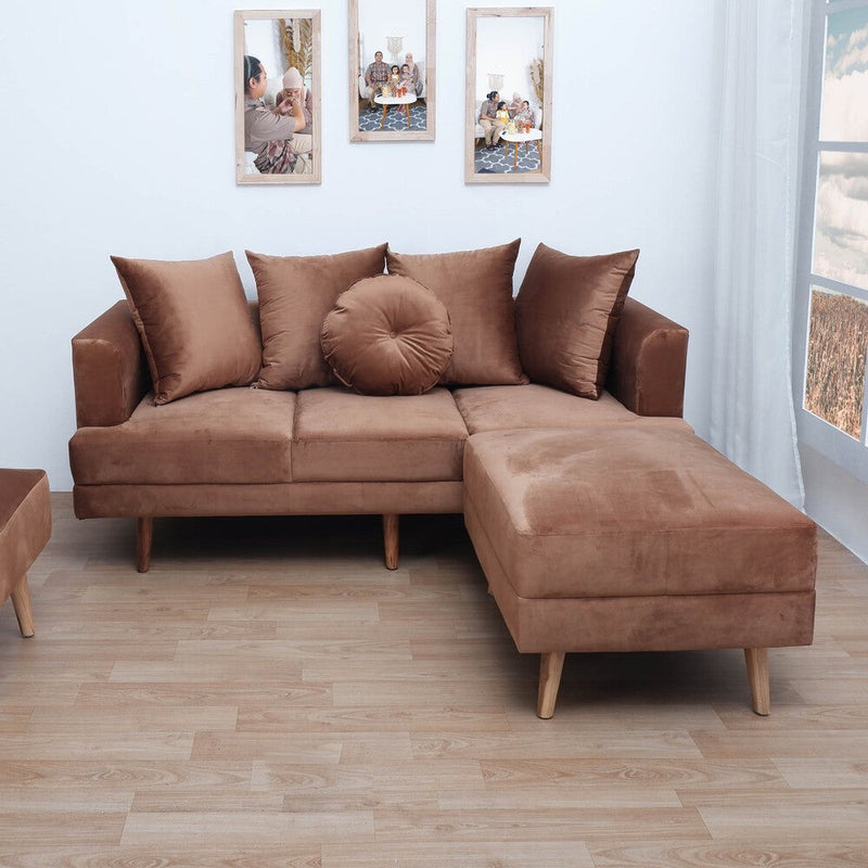 Kinami - Ajeg - Sofa 3 Seater Sudut Spica Anti Cakar / Sofa Untuk 3 Orang Gaya Japandi Minimalis Modern Empuk dan Santai - gambar 1
