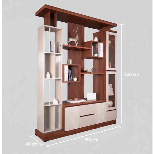 Rak Buku Pajangan Serbaguna Divider DV 008 / Lemari Buku Rak Susun Portable Minimalis / Partisi Ruangan - gambar 2