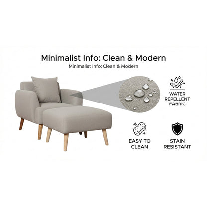 Kinami - Ajeg - Sofa 1 Seater Sudut Kanaba Tahan Air Water Repellent / Sofa Selonjoran dan Lesehan Modern Minimalis Untuk 1 Orang - gambar 6