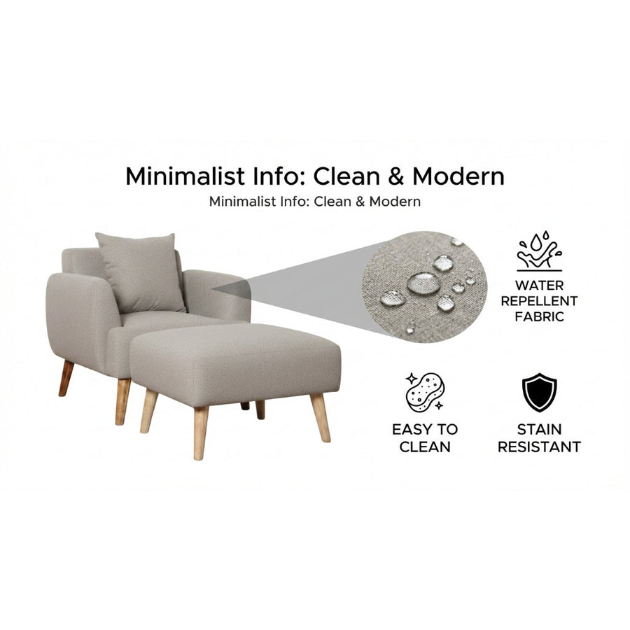 Kinami - Ajeg - Sofa 1 Seater Sudut Kanaba Tahan Air Water Repellent / Sofa Selonjoran dan Lesehan Modern Minimalis Untuk 1 Orang - gambar 6