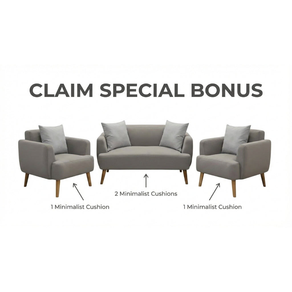 Kinami - Ajeg - Sofa Set 2-1-1 Seater Minimalis Kanaba Tahan Air Water Repellent / Sofa Set Empuk Santai Modern Gaya Japandi - gambar 2