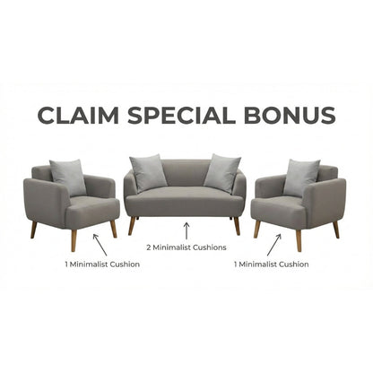Kinami - Ajeg - Sofa Set 2-1-1 Seater Minimalis Kanaba Tahan Air Water Repellent / Sofa Set Empuk Santai Modern Gaya Japandi - gambar 2
