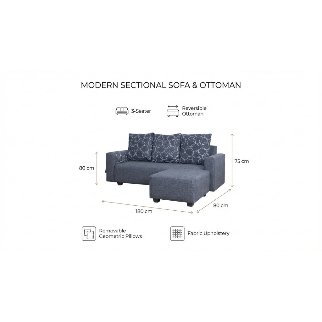 Kinami - Ajeg - Sofa 3 Seater Sudut Minimalis Nagari / Sofa Empuk Santai  Minimalis Desain Modern Untuk 3 Orang - gambar 7