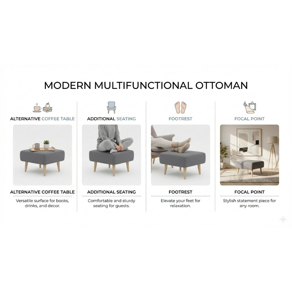 Kinami - Ajeg - Puff Sofa Kanaba Tahan Air Water Repellent Empuk Minimalis Modern / Stool Bench Square / Kursi Bangku Serbaguna / Meja Tamu Coffee Table Ruang Tamu - gambar 2