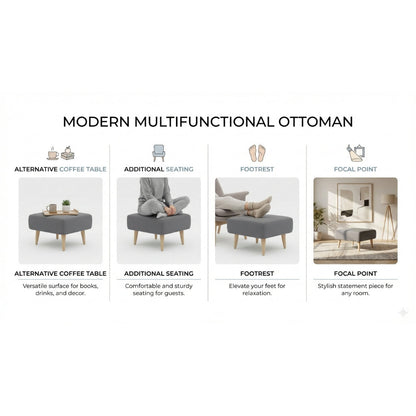 Kinami - Ajeg - Puff Sofa Kanaba Tahan Air Water Repellent Empuk Minimalis Modern / Stool Bench Square / Kursi Bangku Serbaguna / Meja Tamu Coffee Table Ruang Tamu - gambar 2