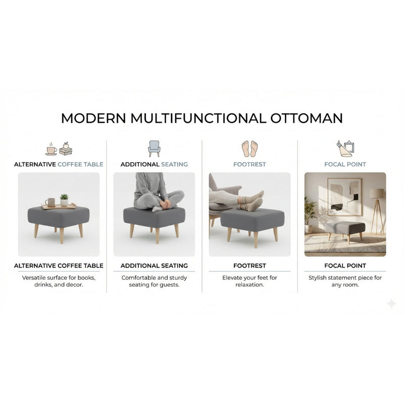 Kinami - Ajeg - Puff Sofa Kanaba Tahan Air Water Repellent Empuk Minimalis Modern / Stool Bench Square / Kursi Bangku Serbaguna / Meja Tamu Coffee Table Ruang Tamu - gambar 2