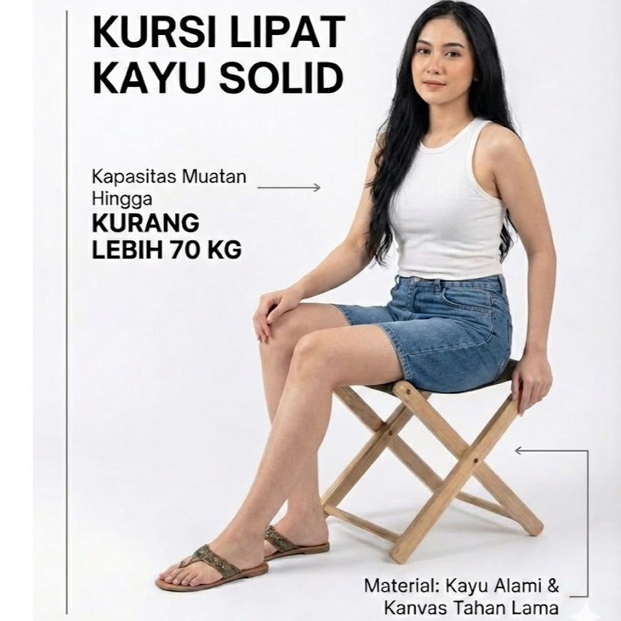 Kinami - Ajeg - Folding Chair / Kursi Lipat Outdoor Untuk Camping Memancing dan Acara Piknik di Taman / Bangku Untuk Balkon Teras Ruang Tamu - gambar 3