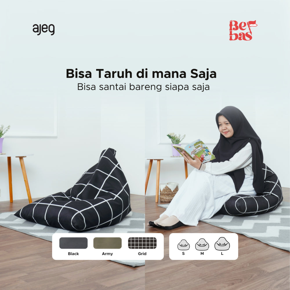 Kinami - Ajeg - Bean Bag Triangle Segitiga Large / Kursi Santai Sofa Duduk Premium - gambar 1