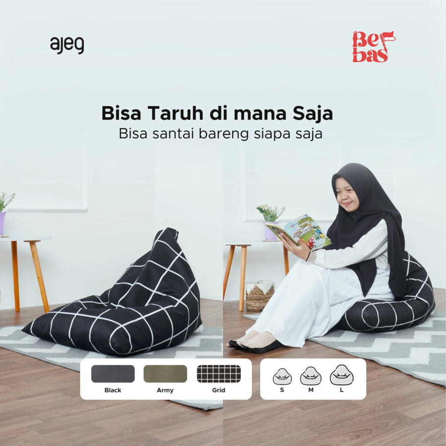 Kinami - Ajeg - Bean Bag Triangle Segitiga Large / Kursi Santai Sofa Duduk Premium - gambar 1