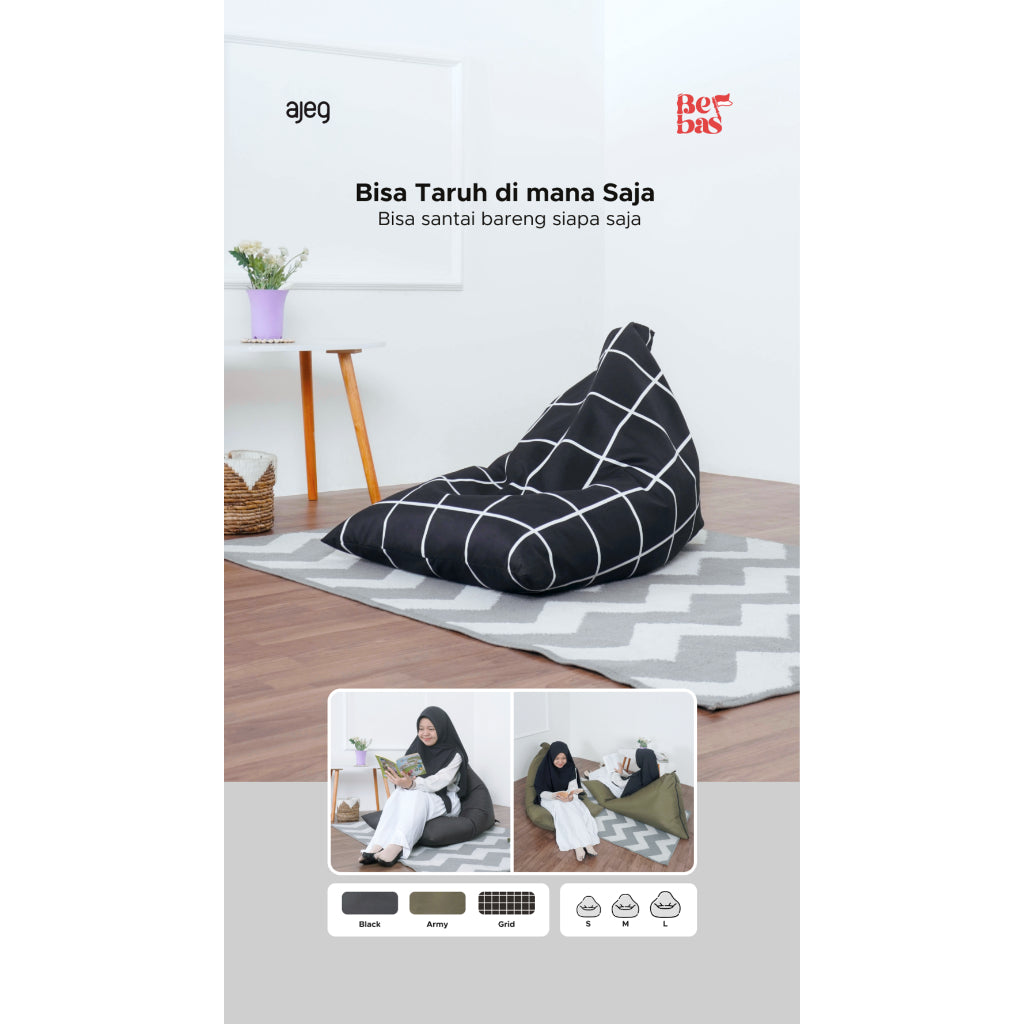 Kinami - Ajeg - Bean Bag Triangle Segitiga Large / Kursi Santai Sofa Duduk Premium - gambar 7