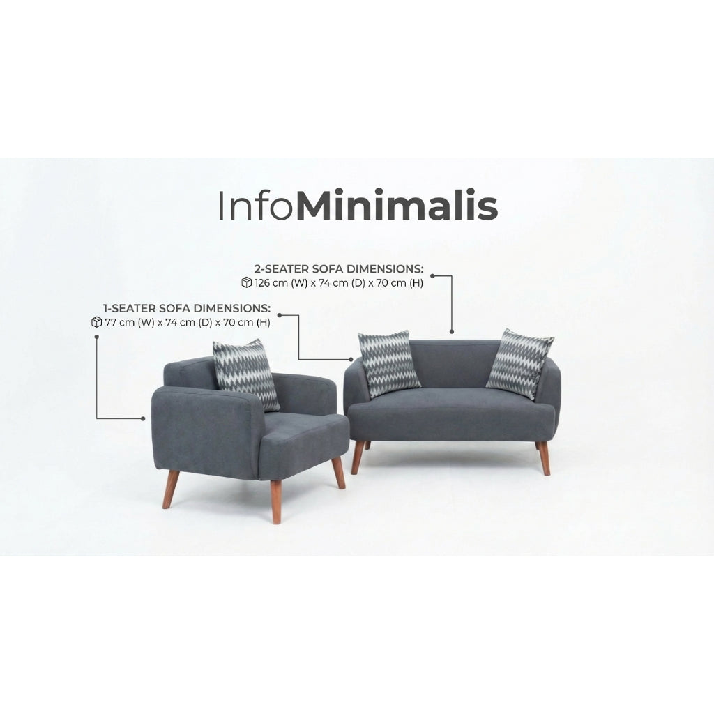 Kinami - Ajeg - Sofa Set 2-1 Seater Minimalis Kanaba Tahan Air Water Repellent / Sofa Set Empuk Modern Japandi - gambar 5
