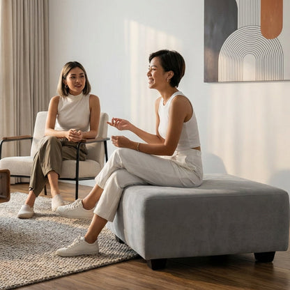 Kinami - Ajeg - Puff Sofa Empuk Minimalis Nagari / Stool Bench Square / Kursi Bangku Serbaguna / Meja Tamu Coffee Table Ruang Tamu - gambar 4