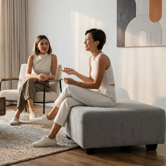 Kinami - Ajeg - Puff Sofa Empuk Minimalis Nagari / Stool Bench Square / Kursi Bangku Serbaguna / Meja Tamu Coffee Table Ruang Tamu - gambar 4