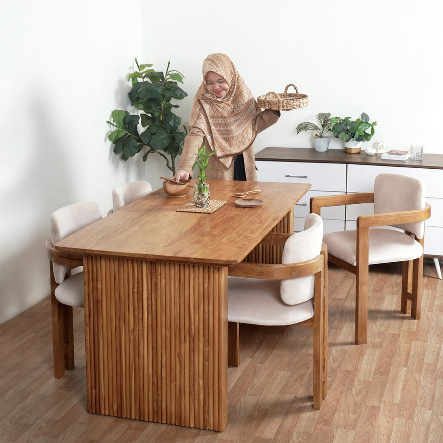 Kagumi - Ajeg - Meja Makan Tamami / Meja Makan Kayu Jati / Meja Makan Set 4 Kursi Minimalis - gambar 1