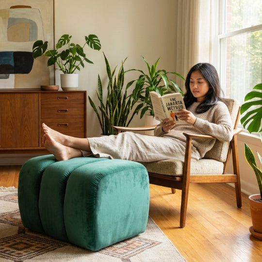Kinami - Ajeg - Sofa Bench Square Yori 3 Lipatan / Stool Puff Pendek / Kursi Bangku Serbaguna Minimalis Modern - gambar 3