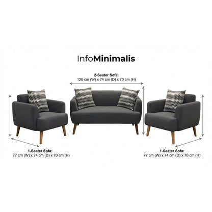 Kinami - Ajeg - Sofa Set 2-1-1 Seater Minimalis Kanaba Tahan Air Water Repellent / Sofa Set Empuk Santai Modern Gaya Japandi - gambar 4